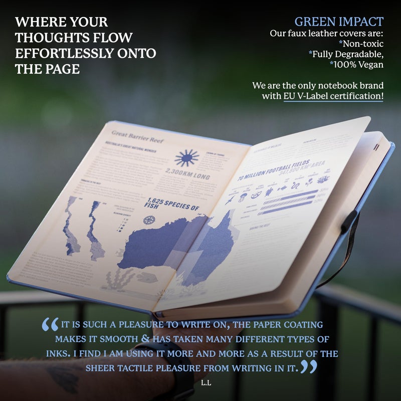 Dingbats* Notebooks Dingbats* Earth Dotted Writing Journal Notebook A5 - Vegan Leather Hardcover - Ideal for Work, Travel - Pocket, Elastic Closure & Bookmark - Image 4